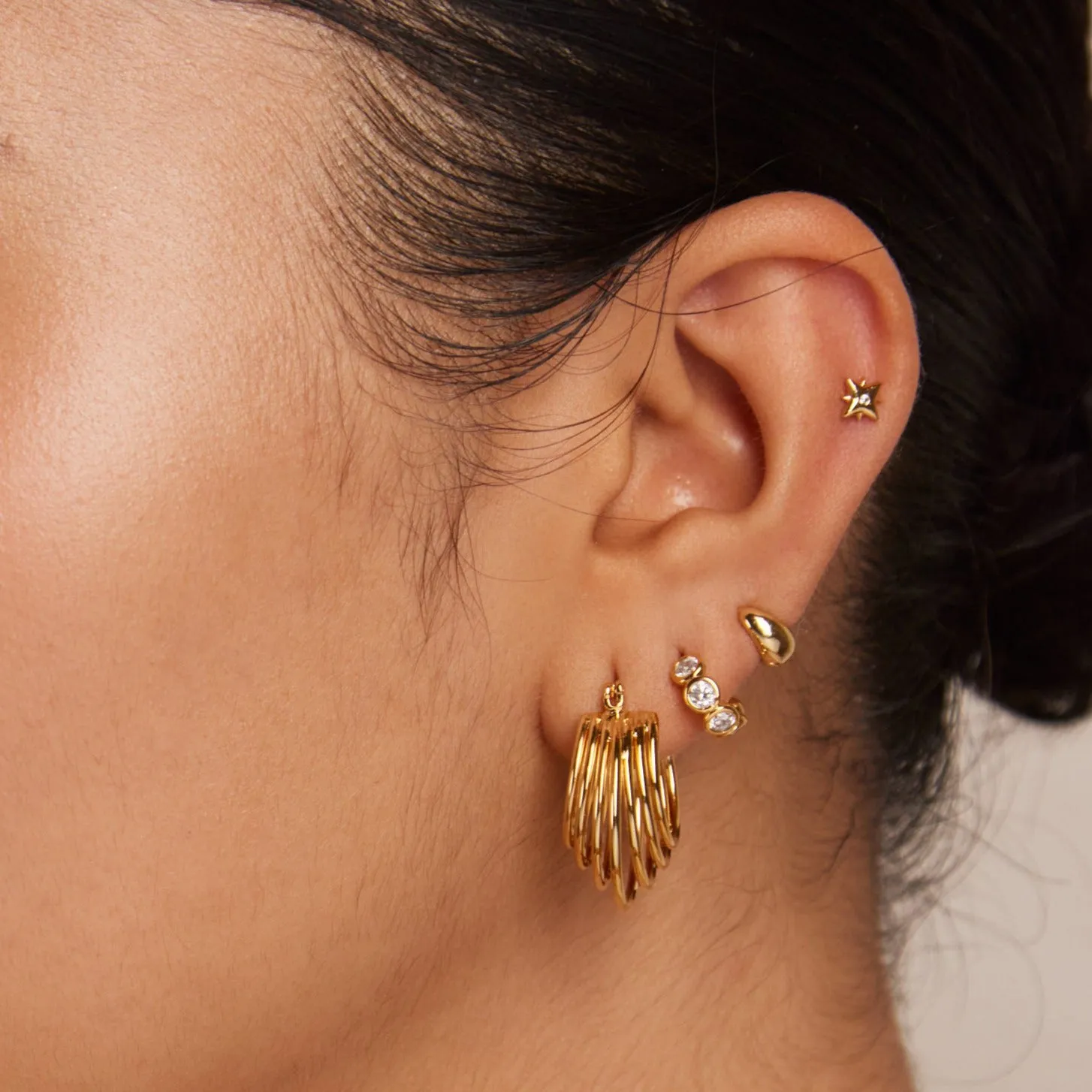 Tiny Tapered Micro Hoop Earrings - Gold