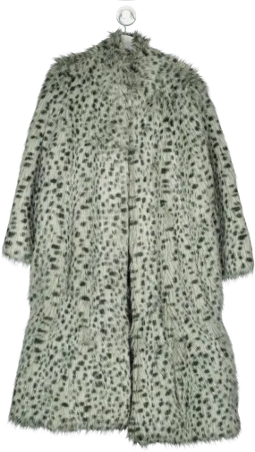 Too Cool For Fur Grey Longline Animal Print Coat UK S/M