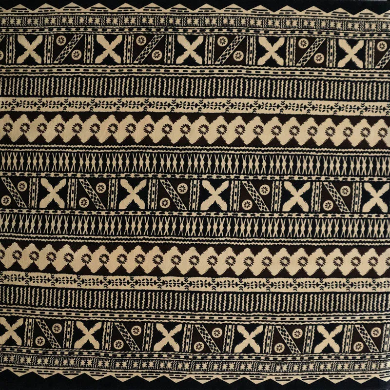 Traditional Polynesian Geometric design Fabric | Cotton Light Barkcloth