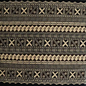 Traditional Polynesian Geometric design Fabric | Cotton Light Barkcloth