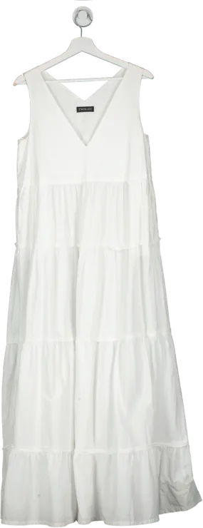 TWINSET White Cotton V Neck Sleeveless Midi Dress UK M