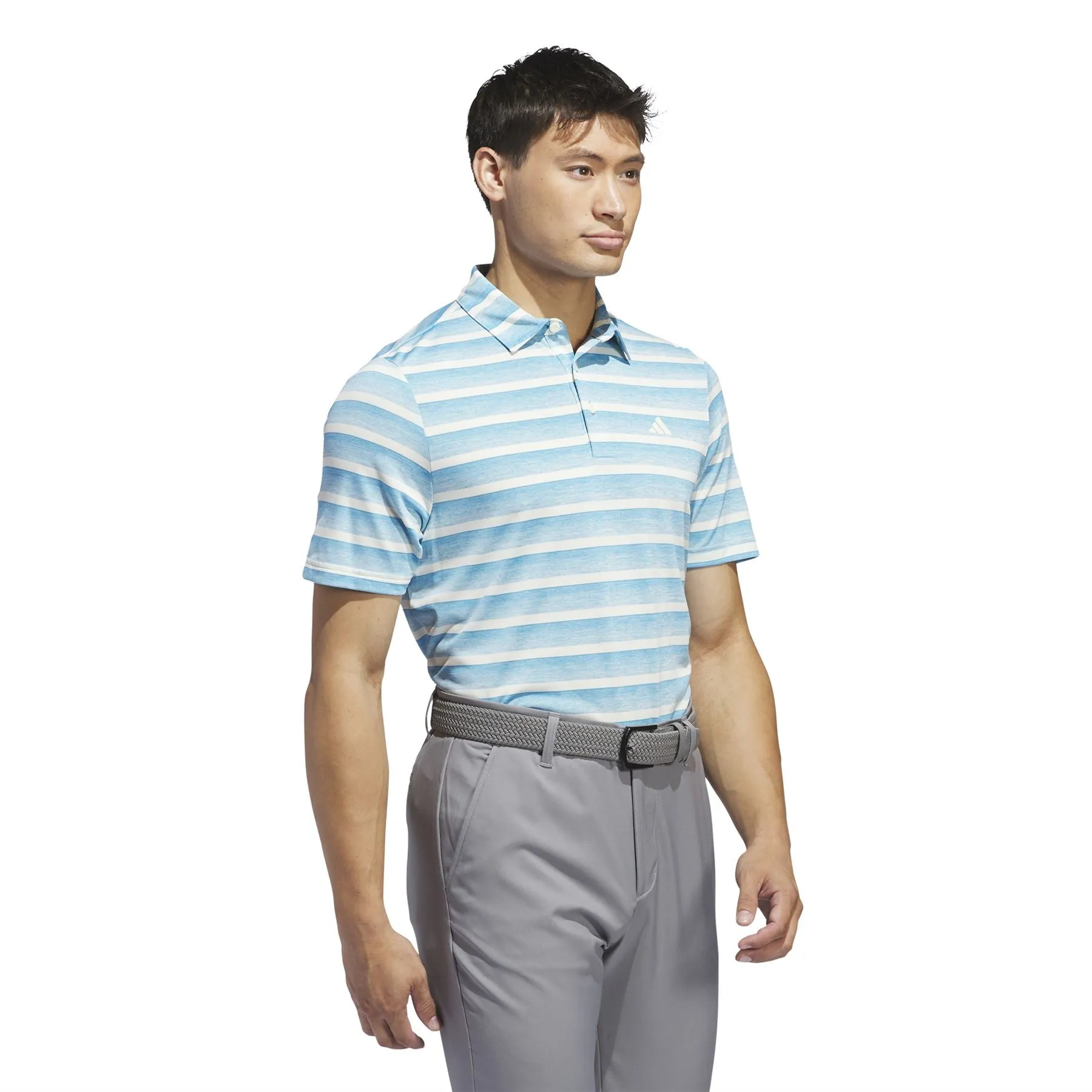 Two-Colour Stripe Regular Fit Pique Polo Blue/White - SS24