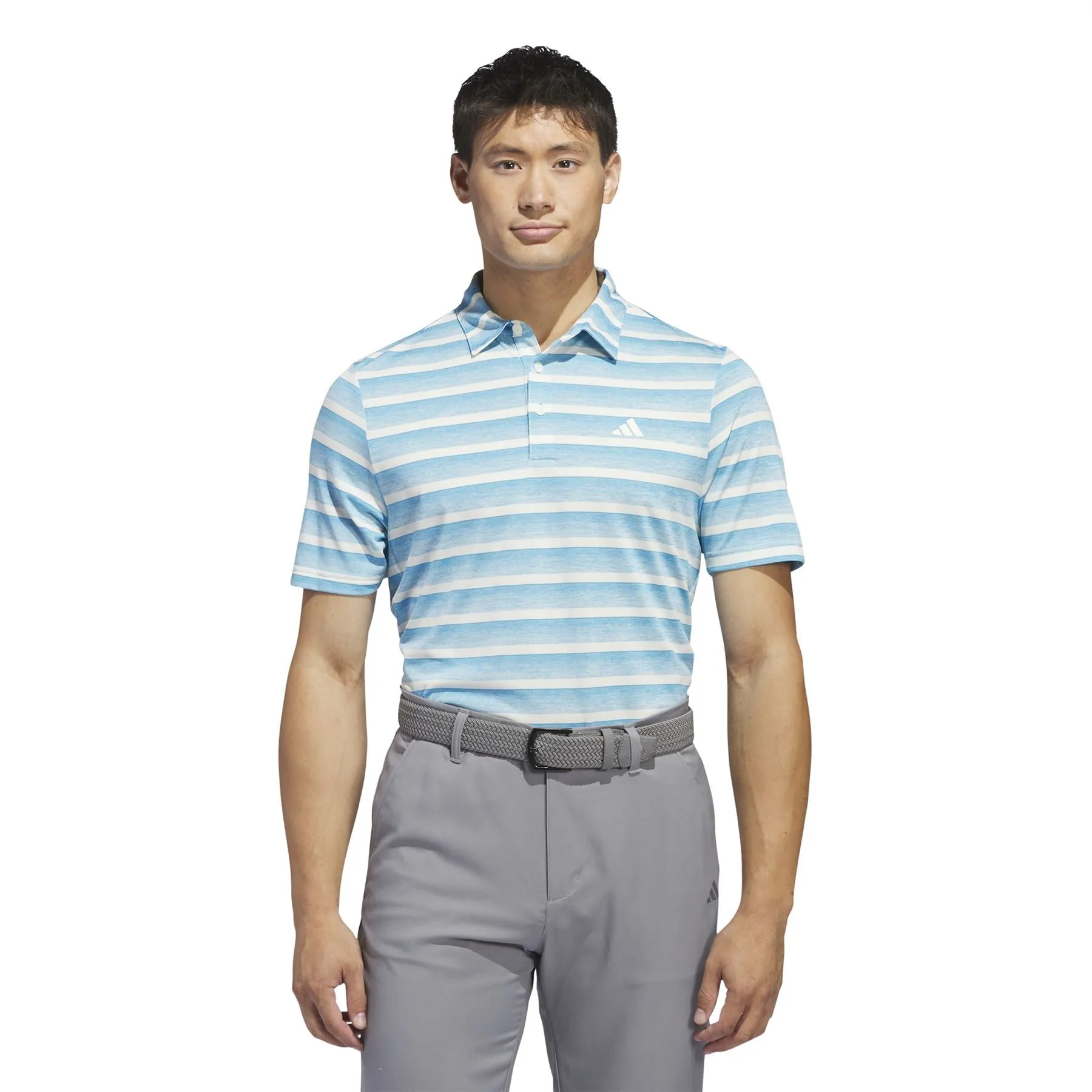 Two-Colour Stripe Regular Fit Pique Polo Blue/White - SS24