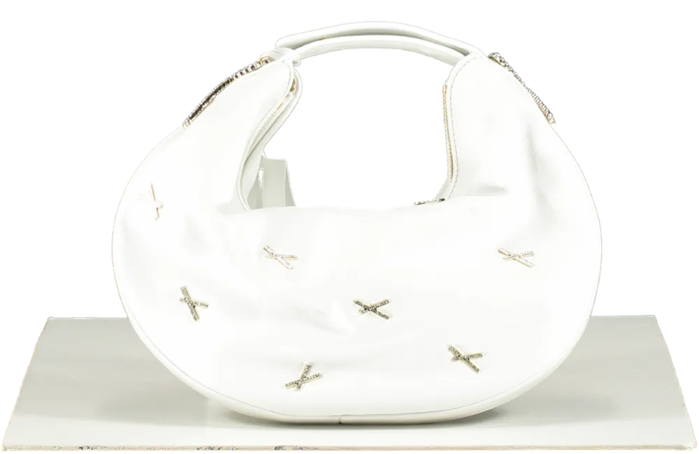 White Genny   Fortune Bag With X Applications And Rhinestones One Size