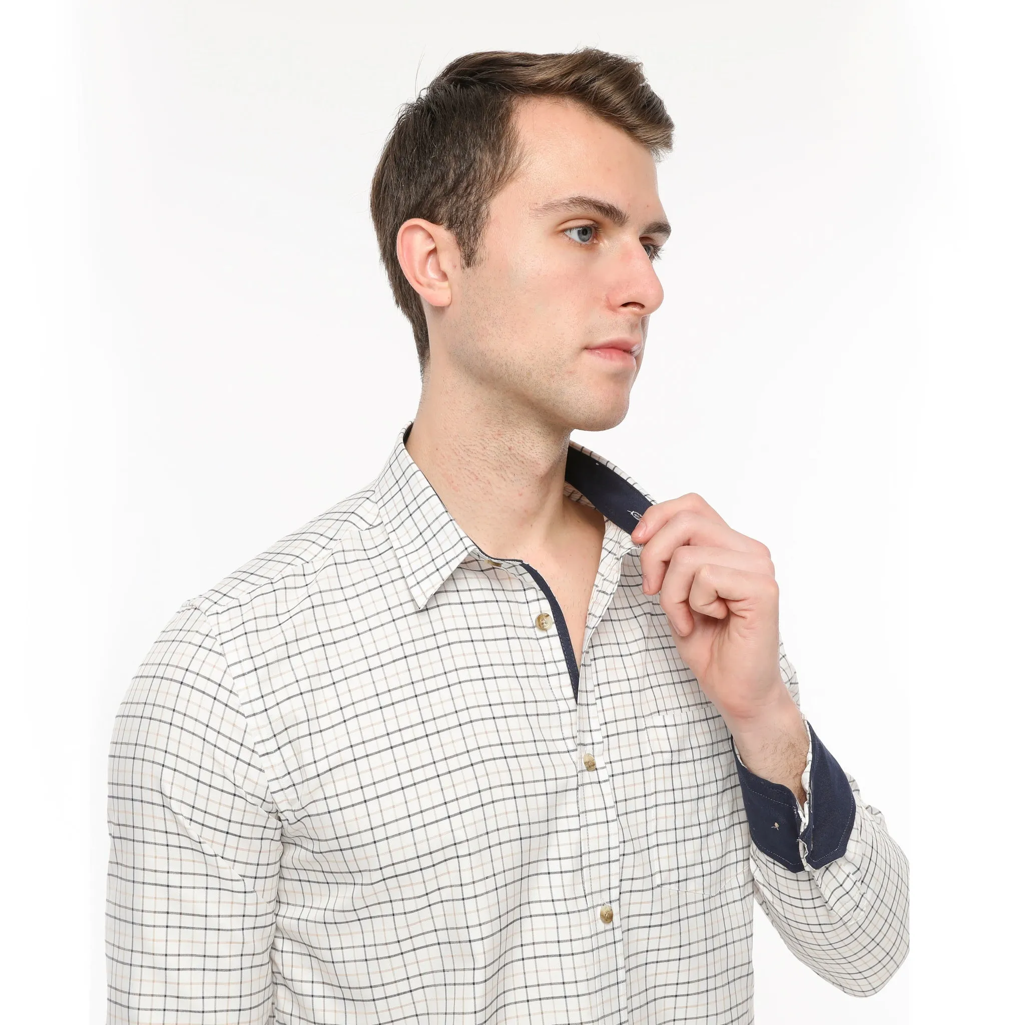 Xact Mens Tattersall Check Shirt - Long Sleeved