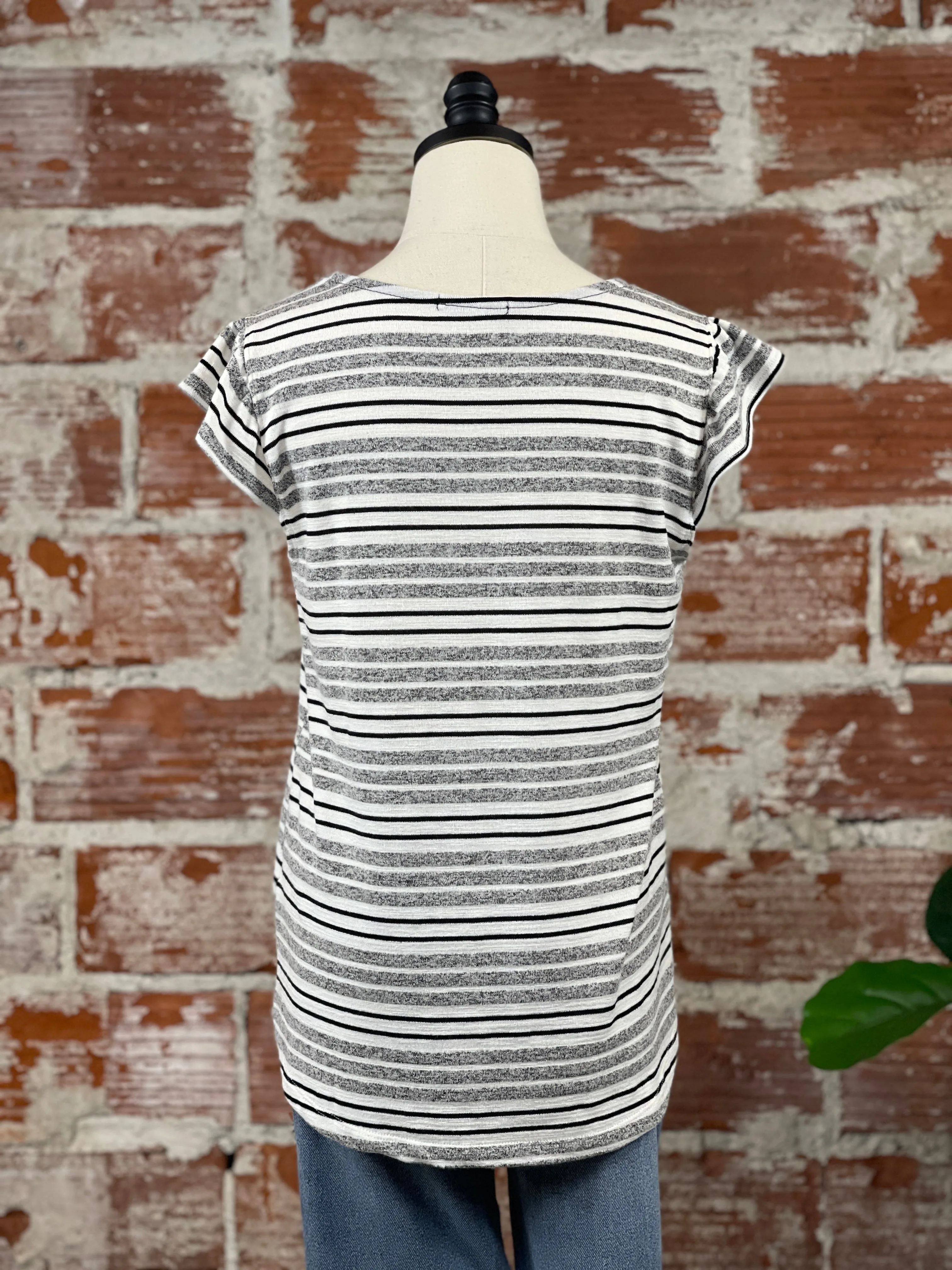 Zoe Top in Black and White Stripe