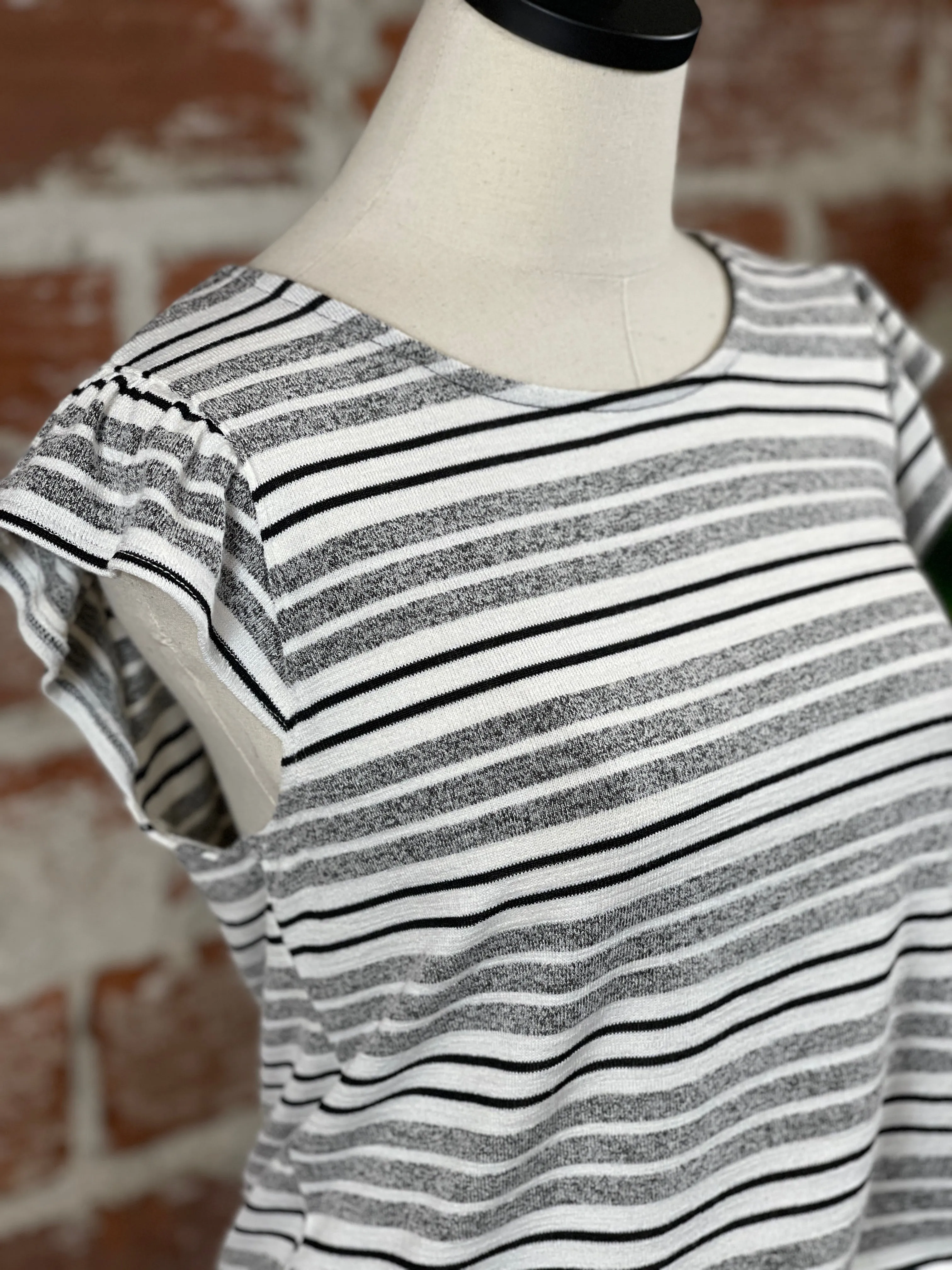 Zoe Top in Black and White Stripe